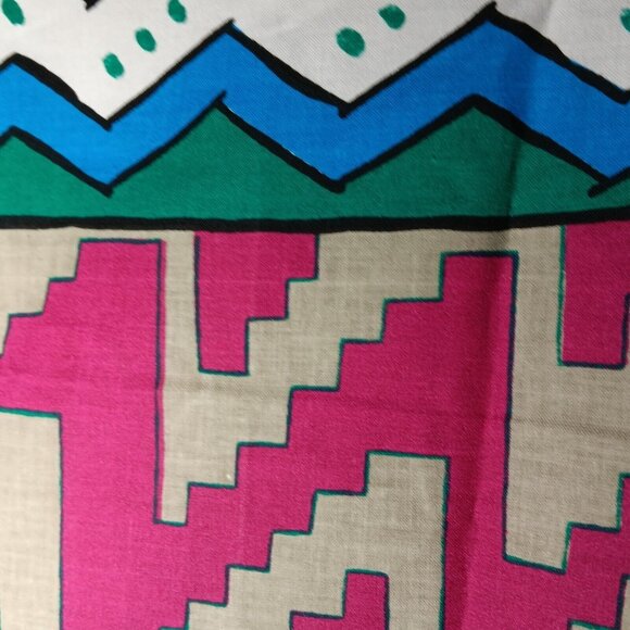 Joan Kessler For Concord Fabric Southwest Aztec Geometric Print Vintage 80s Pink - Picture 9 of 12